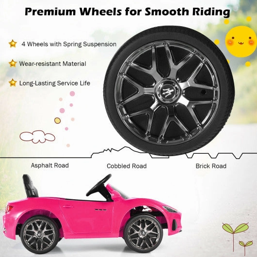 12V Kids Ride-on Car With Remote Control and Lights-Pink