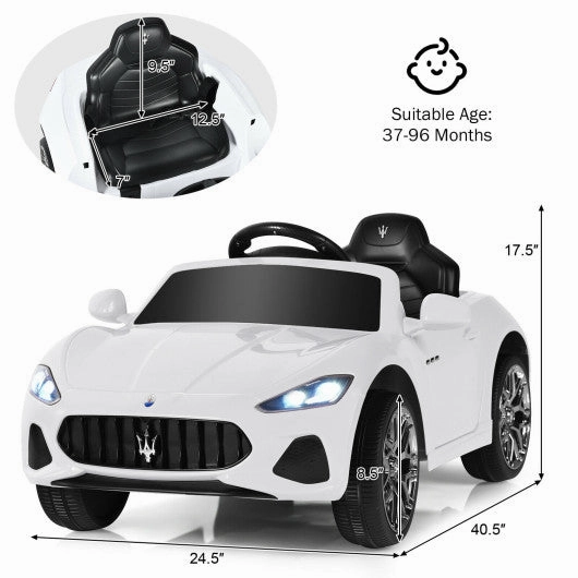 12V Kids Ride-on Car With Remote Control and Lights-White