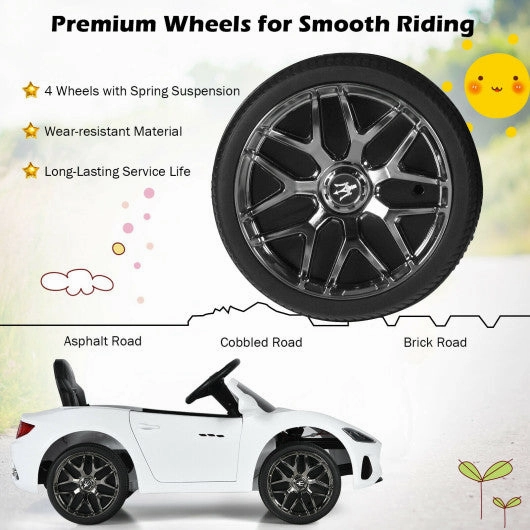 12V Kids Ride-on Car With Remote Control and Lights-White