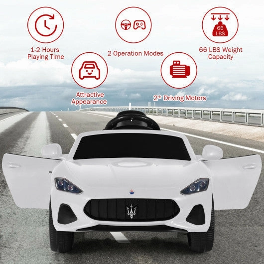 12V Kids Ride-on Car With Remote Control and Lights-White
