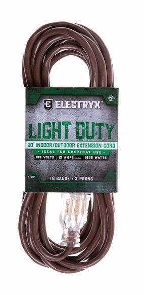20ft Light Duty Indoor/Outdoor Extension Cord - 16 Gauge