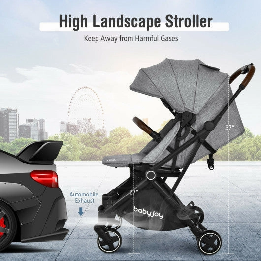 2-in-1 Convertible Aluminum Baby Stroller With Adjustable Canopy-Gray