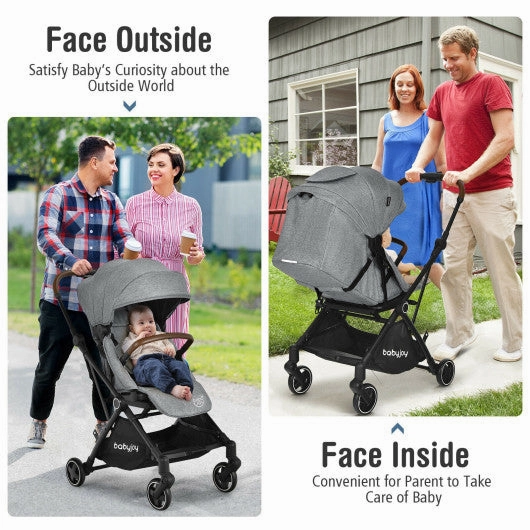 2-in-1 Convertible Aluminum Baby Stroller With Adjustable Canopy-Gray