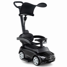 3-in-1 Ride on Push Car Mercedes-Benz Licensed Sliding Car With Canopy-Black
