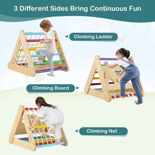 4 in 1 Triangle Climber Toy With Sliding Board and Climbing Net-Multicolor