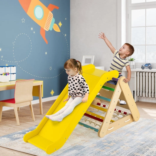 4 in 1 Triangle Climber Toy With Sliding Board and Climbing Net-Multicolor