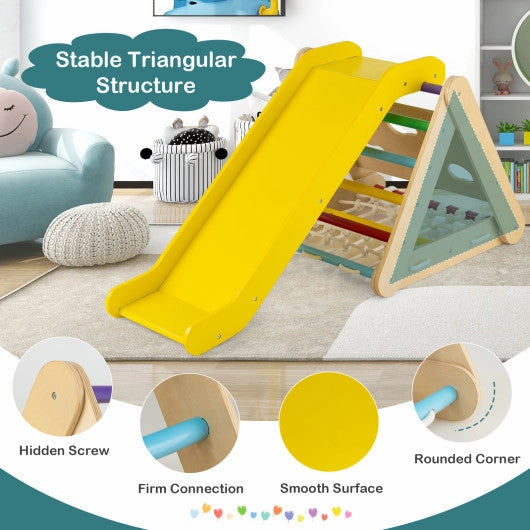 4 in 1 Triangle Climber Toy With Sliding Board and Climbing Net-Multicolor