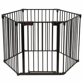 6 Panel Wall-Mount Adjustable Baby Safe Metal  Fence Barrier-Black