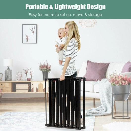 6 Panel Wall-Mount Adjustable Baby Safe Metal  Fence Barrier-Black