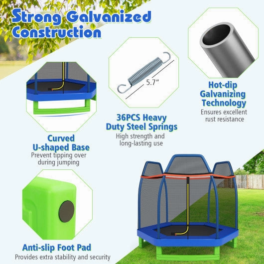 7 Feet Kids Recreational Bounce Jumper Trampoline-Blue