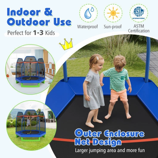 7 Feet Kids Recreational Bounce Jumper Trampoline-Blue