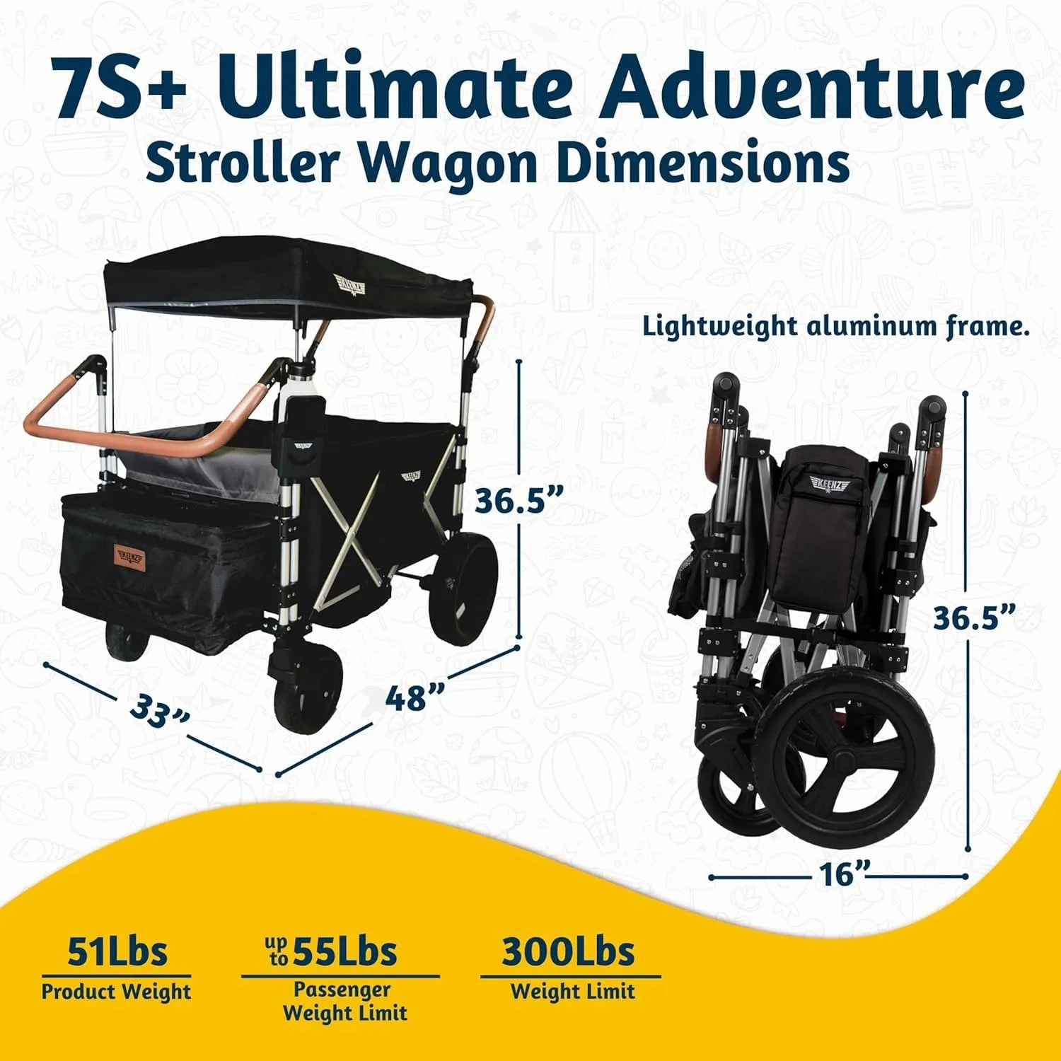 7S 2.0 Stroller Wagon, 2 Passenger - Black