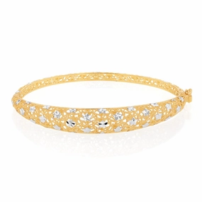 9ct Yellow And White Gold Two Tone Fancy Mesh 65mm Bangle