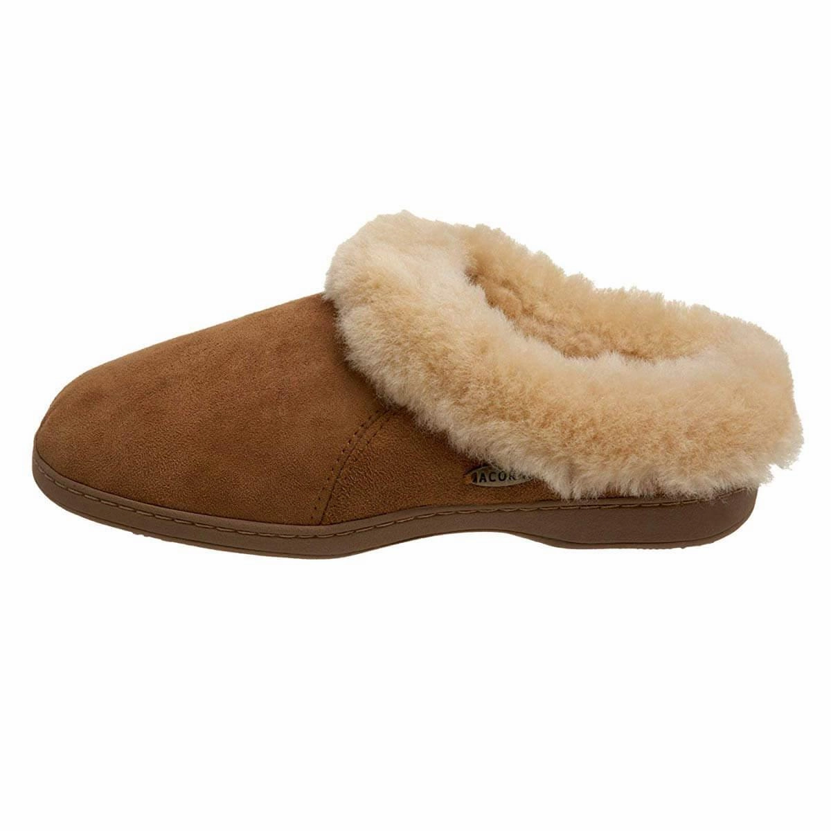 Acorn Women's Slipper - Shearling Ewe Collar Sheepskin Walnut | A10879