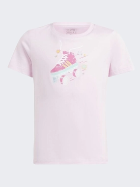 Adidas Summer Gfx Kids Girls Sportswear T-Shirt Clear Pink