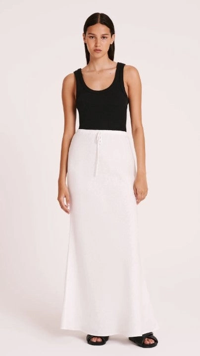 Amani Linen Maxi Skirt - White