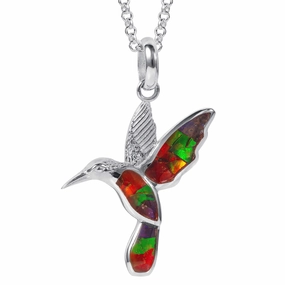 Ammolite Hummingbird Pendant