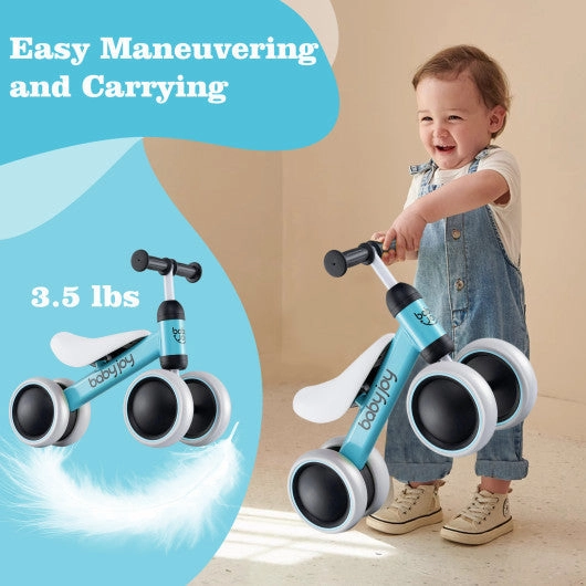 Baby Balance Bike for 2 Years Old Boys Girls No Pedal 4 Wheels-Blue