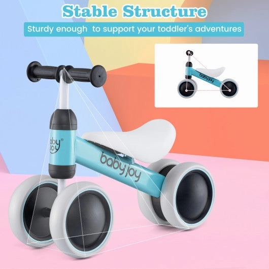 Baby Balance Bike for 2 Years Old Boys Girls No Pedal 4 Wheels-Blue
