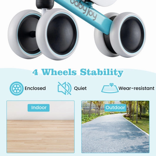 Baby Balance Bike for 2 Years Old Boys Girls No Pedal 4 Wheels-Blue