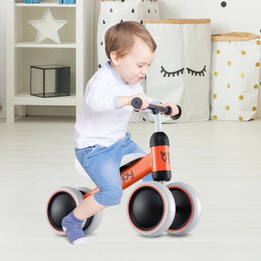 Baby Balance Bike for 2 Years Old Boys Girls No Pedal 4 Wheels-Orange
