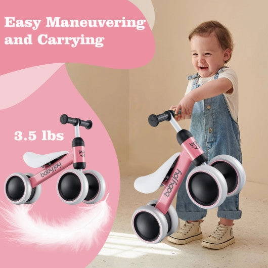 Baby Balance Bike for 2 Years Old Boys Girls No Pedal 4 Wheels-Pink