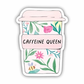 Caffeine Queen Floral Mug Sticker - Multicolor