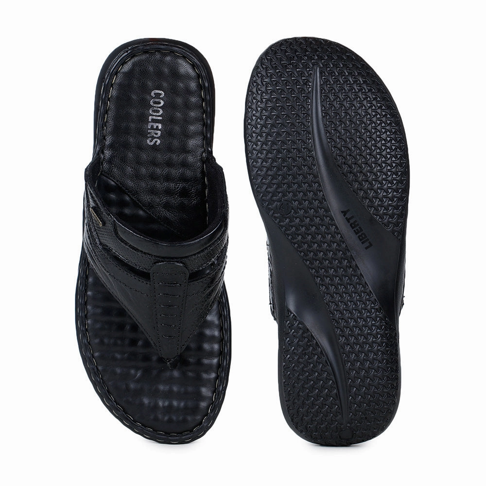 Coolers By Liberty DTL-3 Casual Black Slippers & Flip-Flop For Men