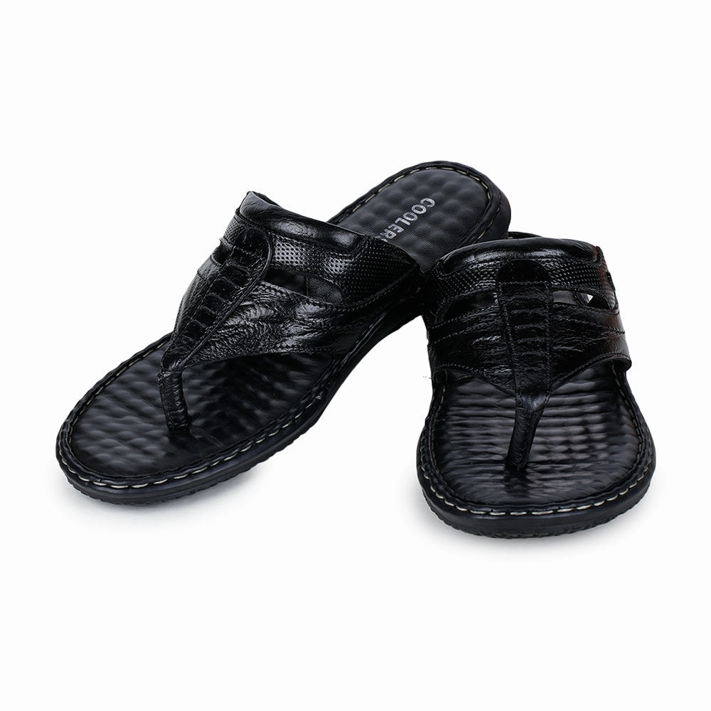 Coolers By Liberty DTL-3 Casual Black Slippers & Flip-Flop For Men