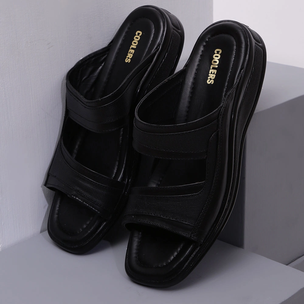 Coolers Casual Black Slippers For Men 2050-01 By Liberty