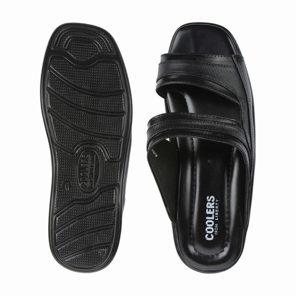 Coolers Casual Black Slippers For Men 2050-01 By Liberty