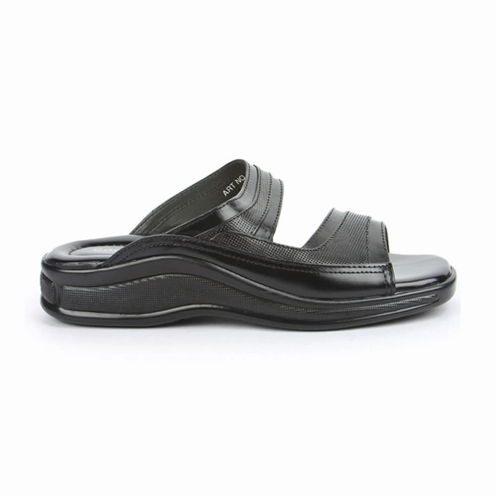 Coolers Casual Black Slippers For Men 2050-01 By Liberty