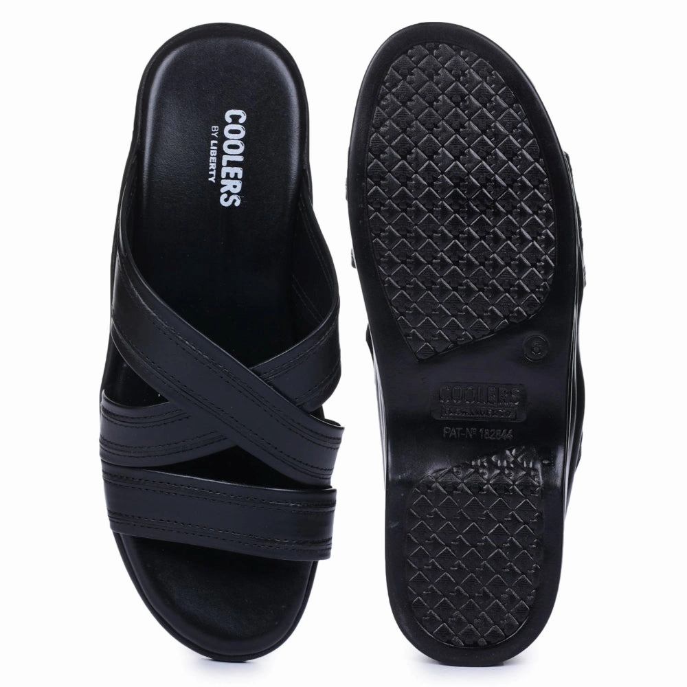 Coolers Casual Black Slippers For Men 7123-61 By Liberty