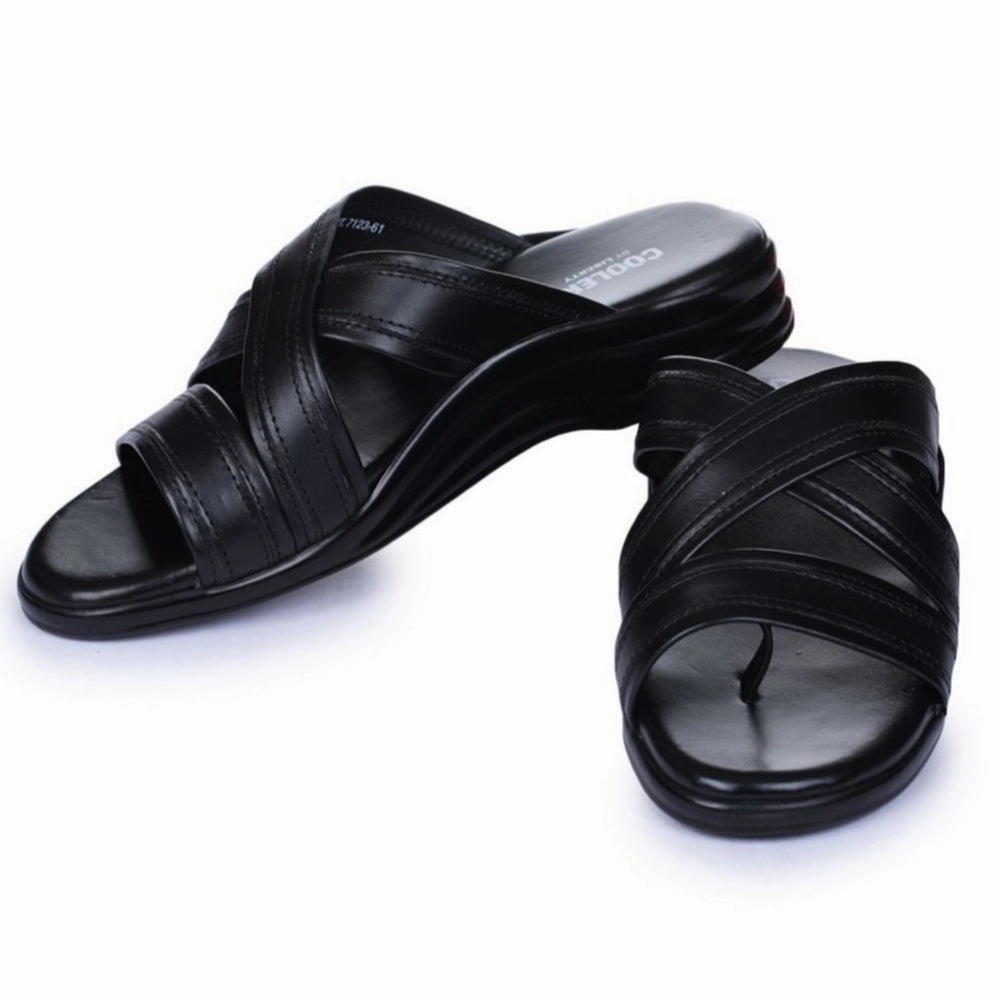 Coolers Casual Black Slippers For Men 7123-61 By Liberty