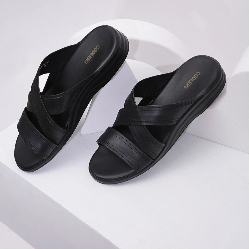 Coolers Casual Black Slippers For Men 7123-61 By Liberty
