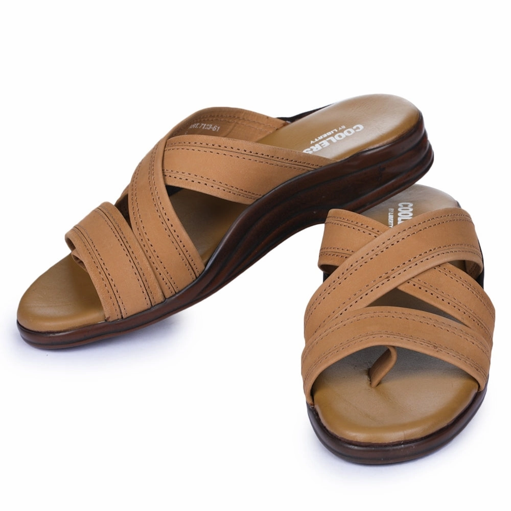 Coolers Casual Brown Slippers For Men 7123-61 By Liberty