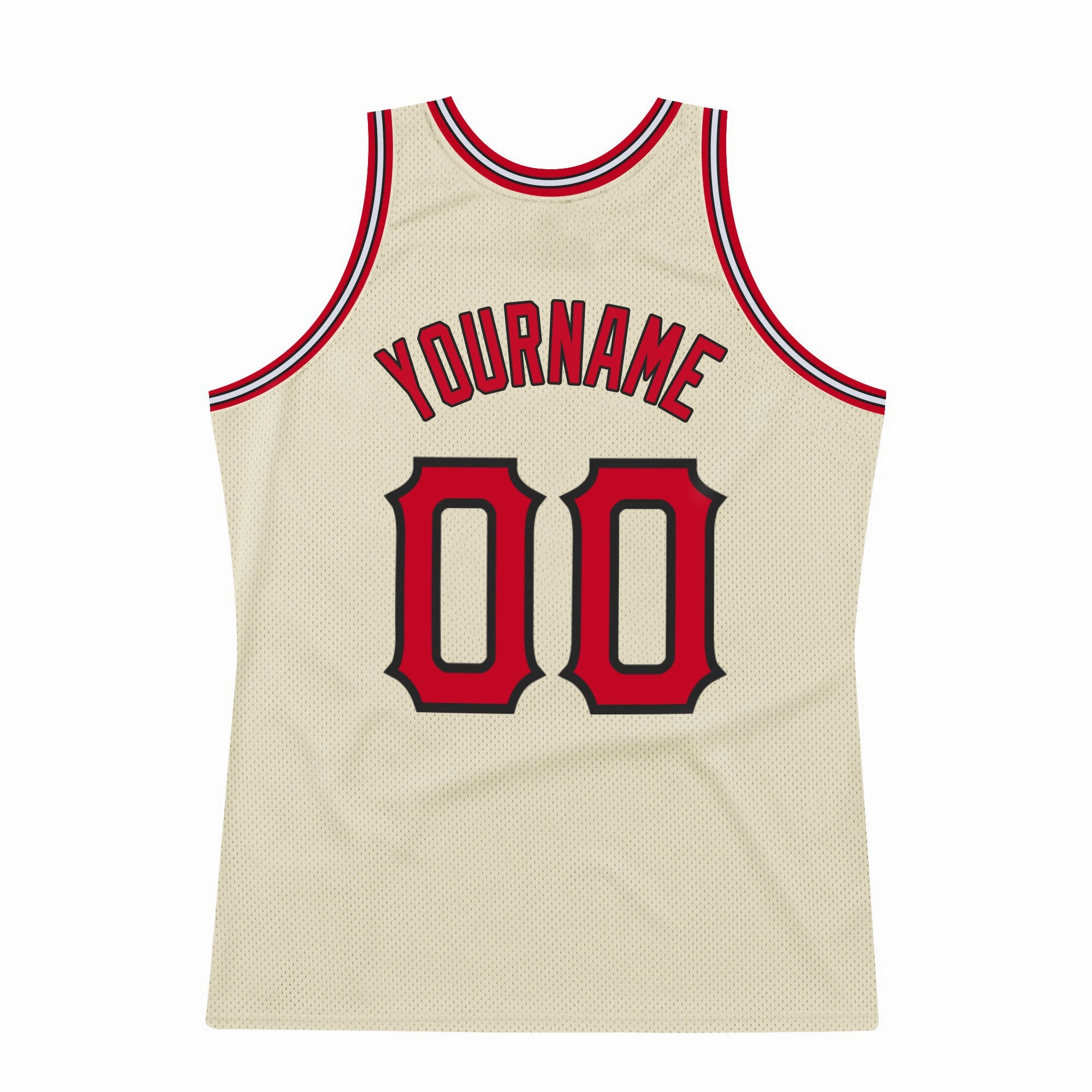 Custom Cream Red-Black Authentic Throwback Basketball Jersey