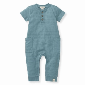 Dotted Jacquard Jumpsuit - Smoke Blue