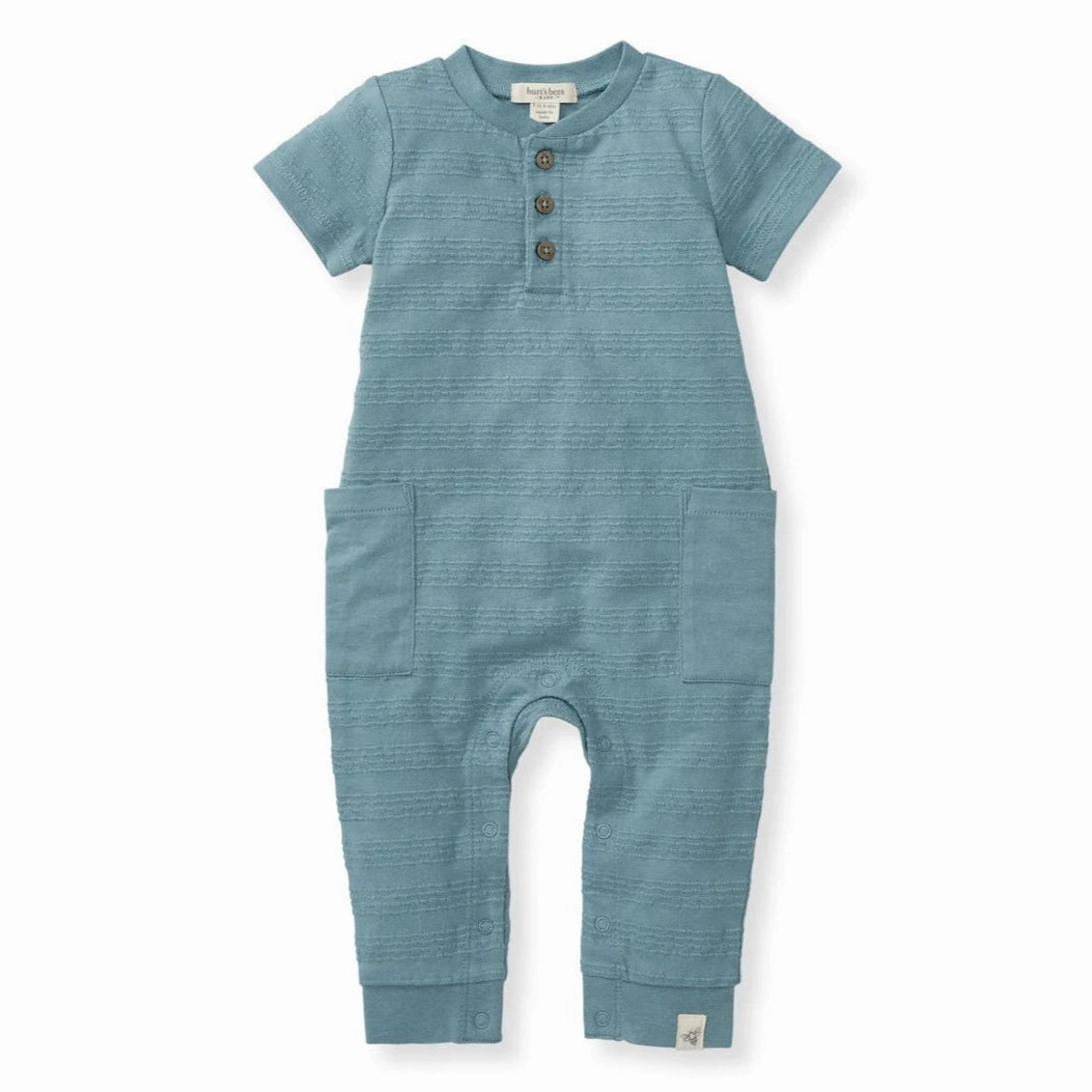 Dotted Jacquard Jumpsuit - Smoke Blue