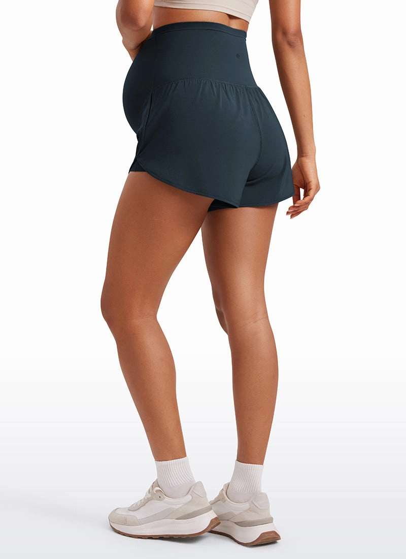 Feather-Fit Soft Maternity High Waisted 2 in 1 Shorts 3''