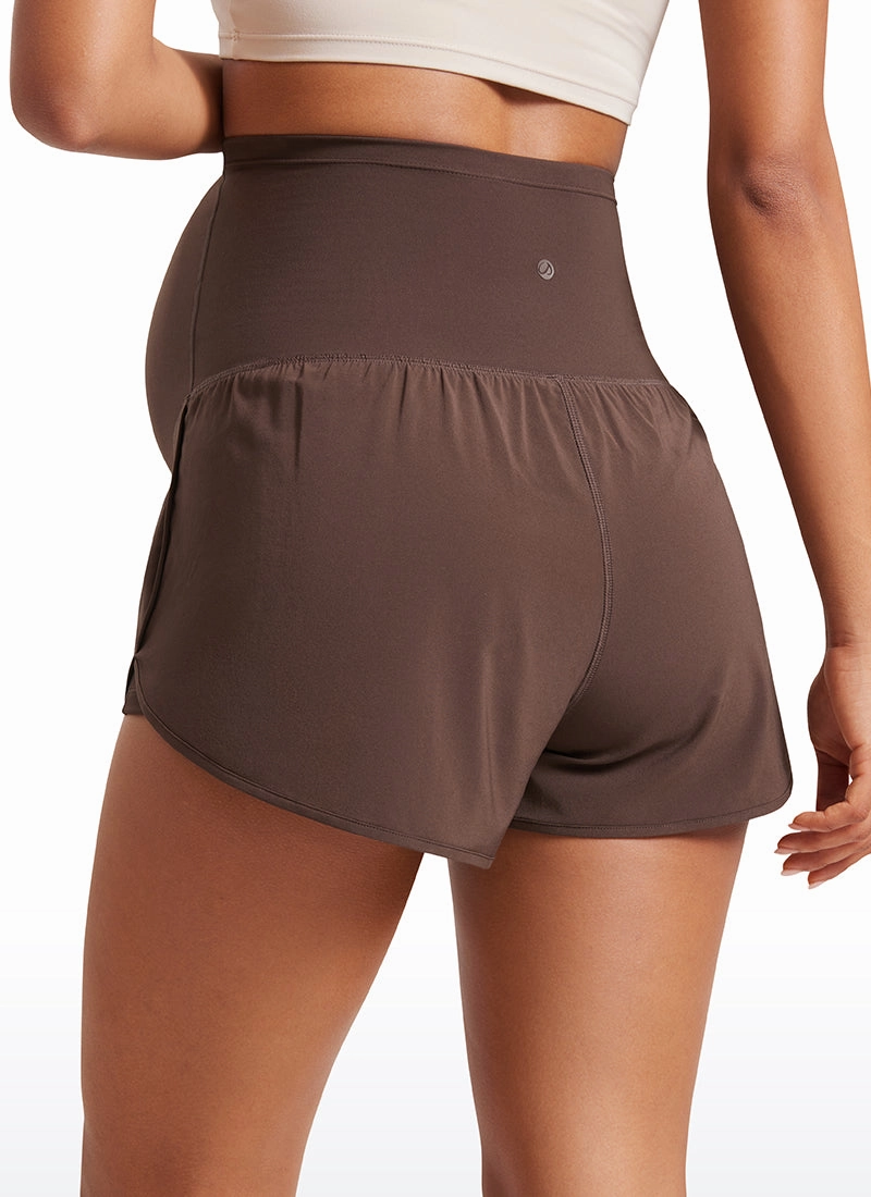 Feather-Fit Soft Maternity High Waisted 2 in 1 Shorts 3''