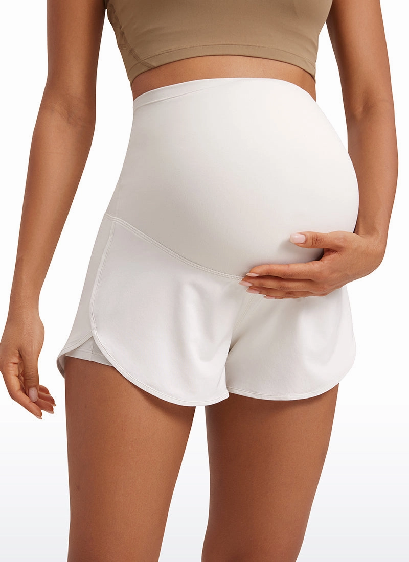 Feather-Fit Soft Maternity High Waisted 2 in 1 Shorts 3''
