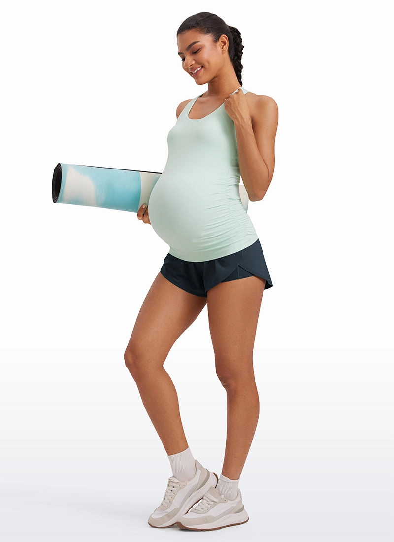 Feather-Fit Soft Maternity High Waisted 2 in 1 Shorts 3''