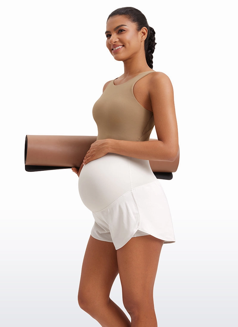 Feather-Fit Soft Maternity High Waisted 2 in 1 Shorts 3''
