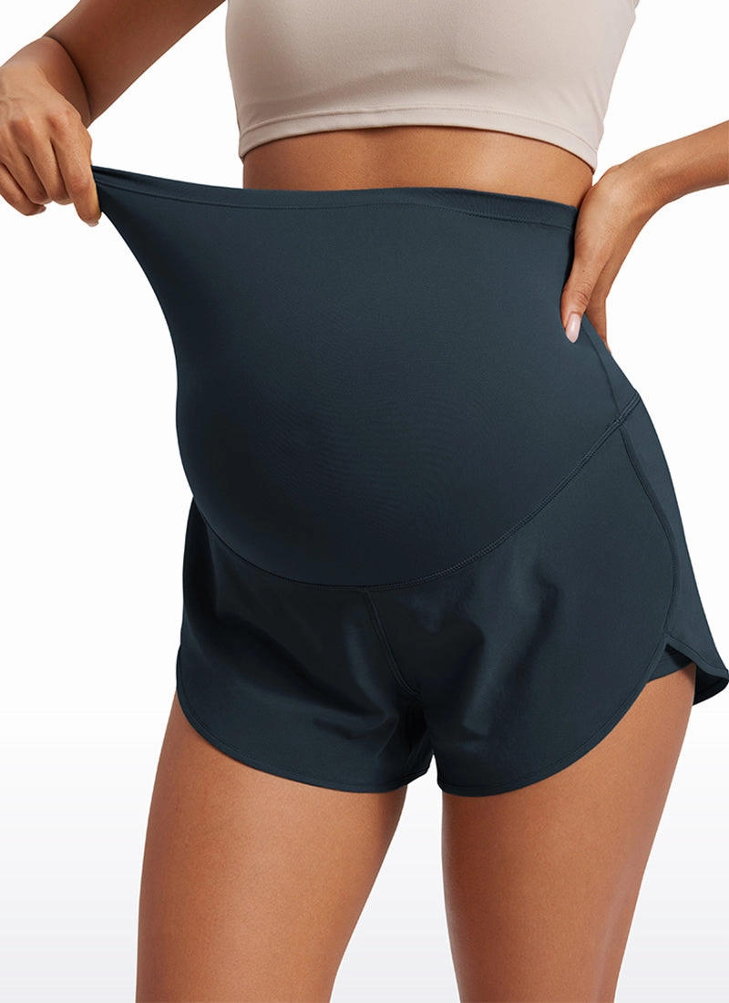 Feather-Fit Soft Maternity High Waisted 2 in 1 Shorts 3''