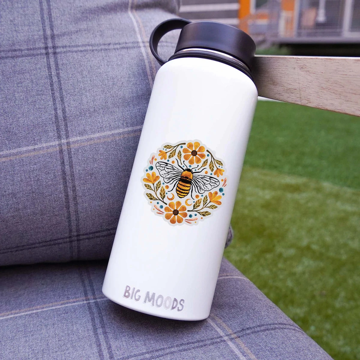 Flowers and Bee Sticker - Multicolor