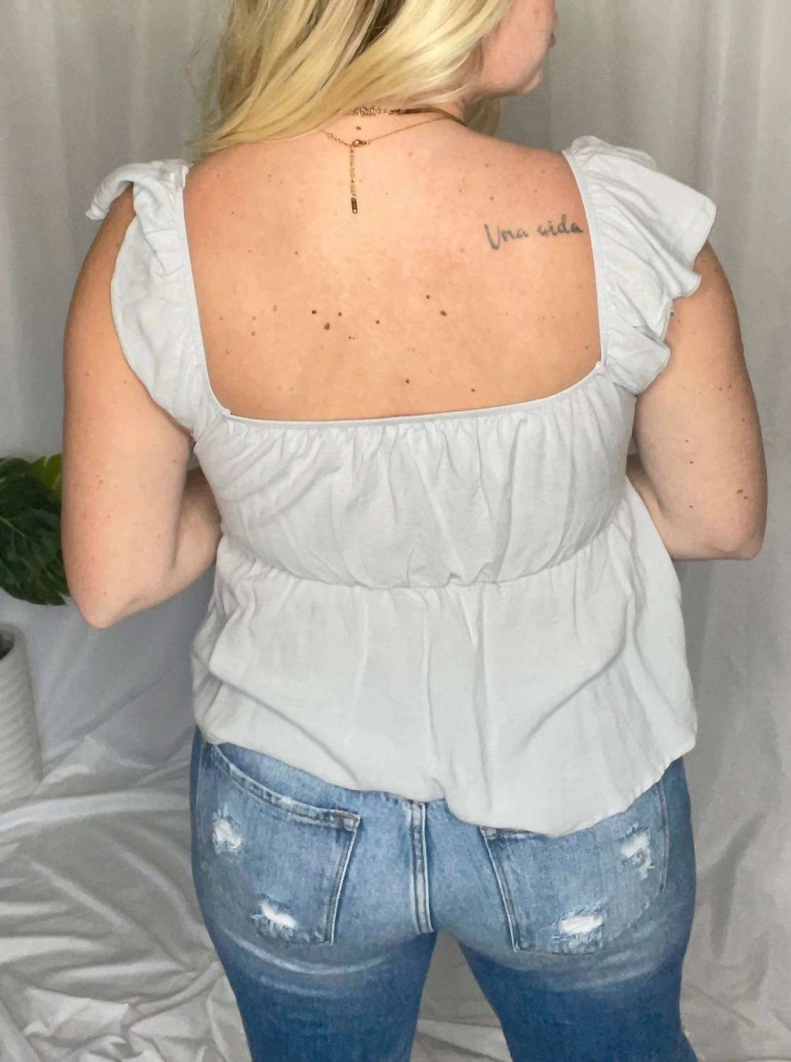Gabrielle Front Tie Top In Light Blue