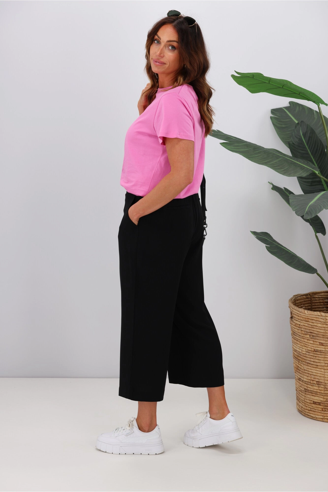 Gloss By Shine On Cropped Liberty Wide Leg Pants Black