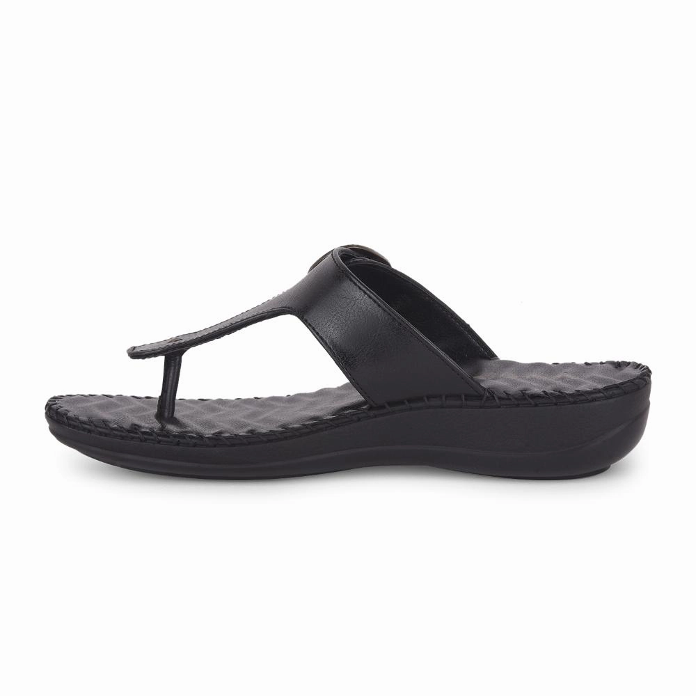 Healers Casual Black Slippers For Women DELMA-3E By Liberty