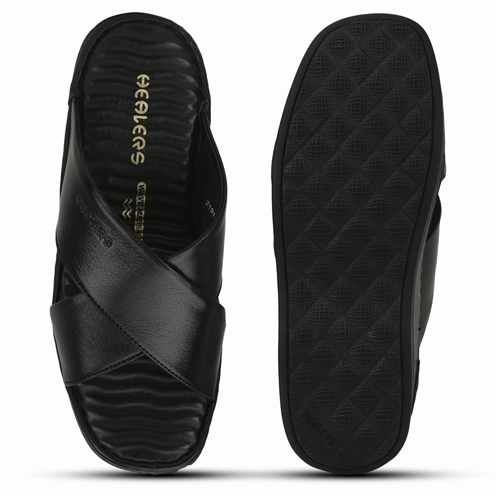Healers Casual Slippers For Men (Black) 2191-700 By Liberty